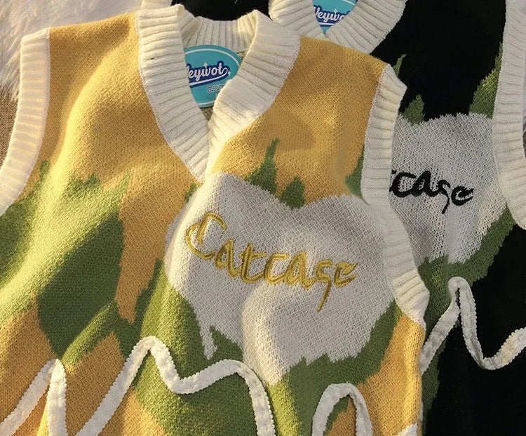 Knitwear Waistcoat Sleeveless Loose Fit Sweater Man Y2k Original Designer Woven Elegant Knit Vests for Men New In Top Aesthetic