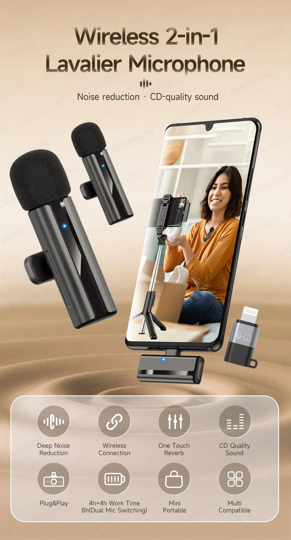 AI Auto-Tracking Phone Gimbal 360° Rotating Face Tracking Stabilizer Portable Desktop Holder for Live Streaming & Photo Shooting