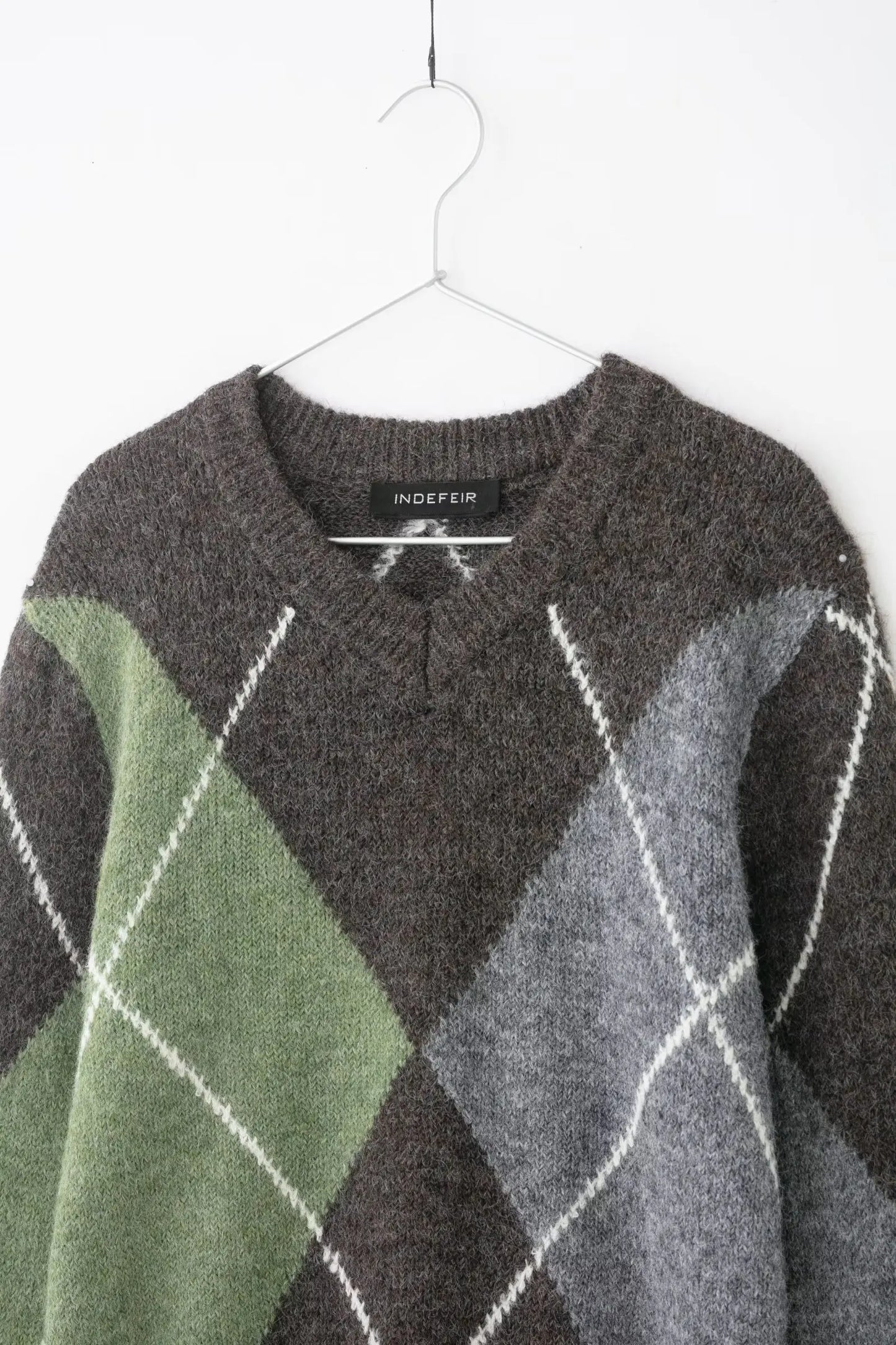 HH Women Fashion Argyle Knitted Sweater Casual Long Sleeve V Neck Pullover Sweater 2026 Spring Trend Knitwear Chic Tops