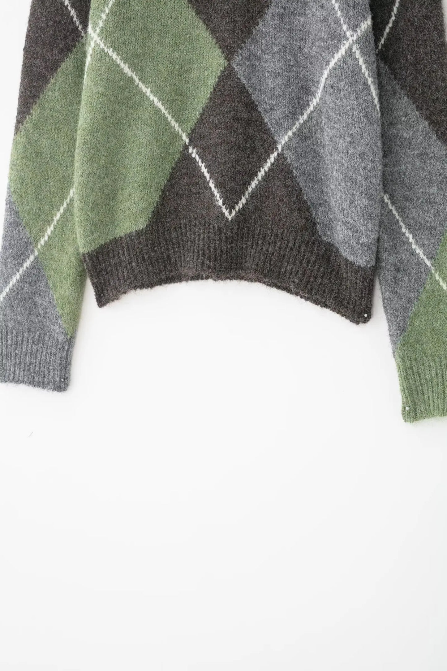 HH Women Fashion Argyle Knitted Sweater Casual Long Sleeve V Neck Pullover Sweater 2026 Spring Trend Knitwear Chic Tops