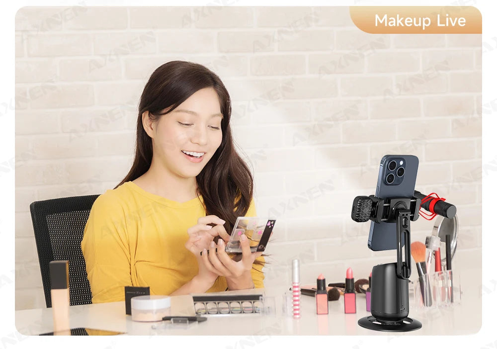 AI Auto-Tracking Phone Gimbal 360° Rotating Face Tracking Stabilizer Portable Desktop Holder for Live Streaming & Photo Shooting