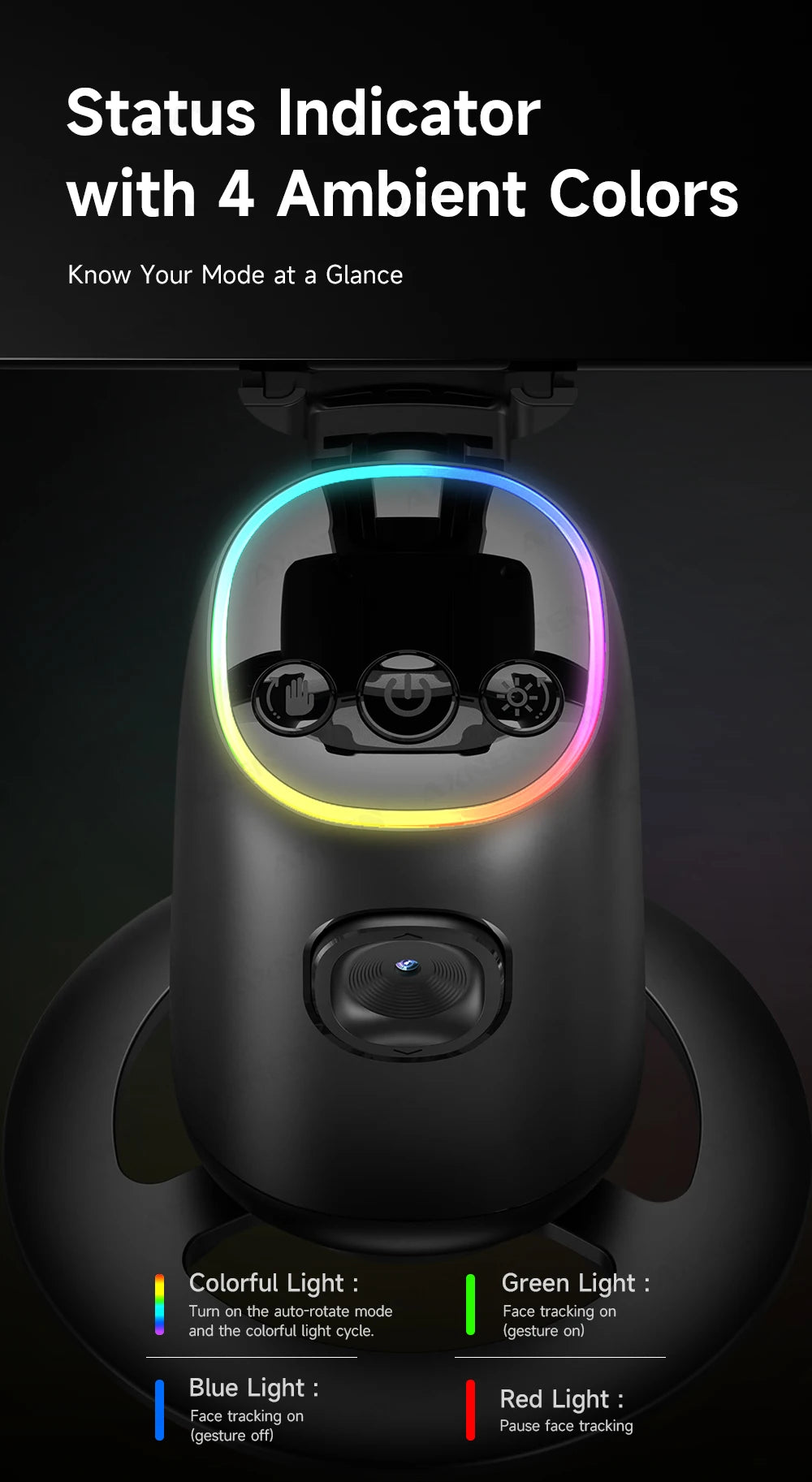 AI Auto-Tracking Phone Gimbal 360° Rotating Face Tracking Stabilizer Portable Desktop Holder for Live Streaming & Photo Shooting