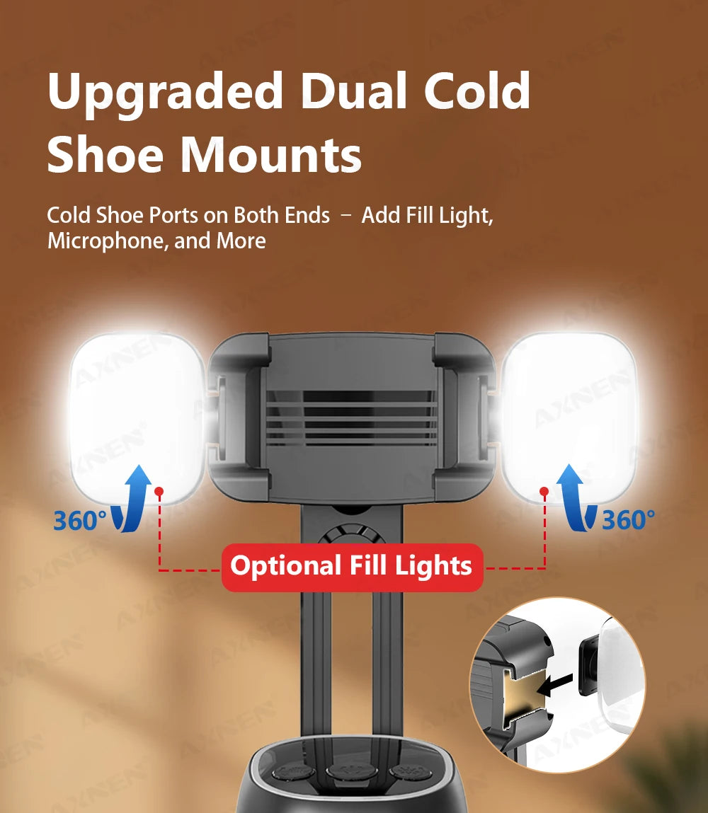 AI Auto-Tracking Phone Gimbal 360° Rotating Face Tracking Stabilizer Portable Desktop Holder for Live Streaming & Photo Shooting