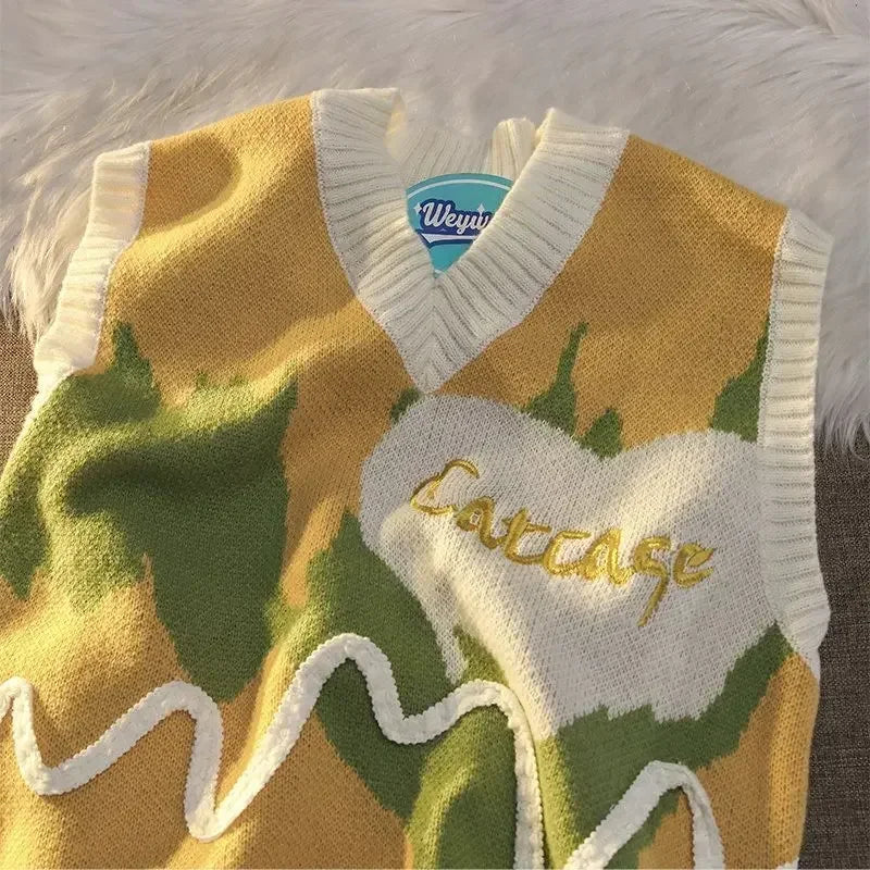 Knitwear Waistcoat Sleeveless Loose Fit Sweater Man Y2k Original Designer Woven Elegant Knit Vests for Men New In Top Aesthetic