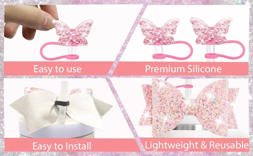 8PCS Cup Accessories Set for Stanley 30oz 40oz Tumbler Straw Topper Cover Cap Boot,Spill Proof Stopper Charm Initials Sticker