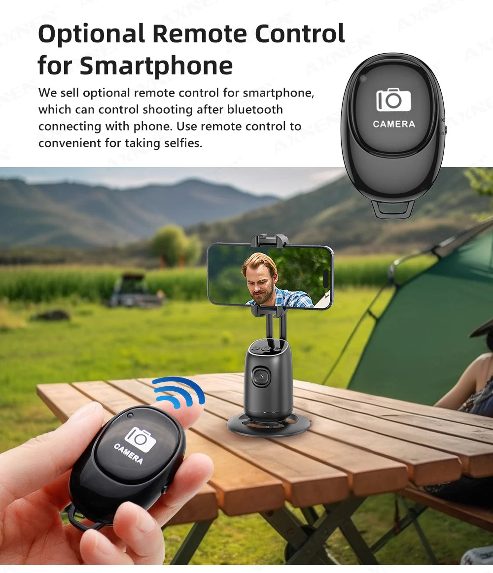 AI Auto-Tracking Phone Gimbal 360° Rotating Face Tracking Stabilizer Portable Desktop Holder for Live Streaming & Photo Shooting