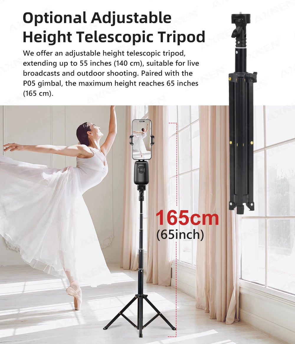 AI Auto-Tracking Phone Gimbal 360° Rotating Face Tracking Stabilizer Portable Desktop Holder for Live Streaming & Photo Shooting