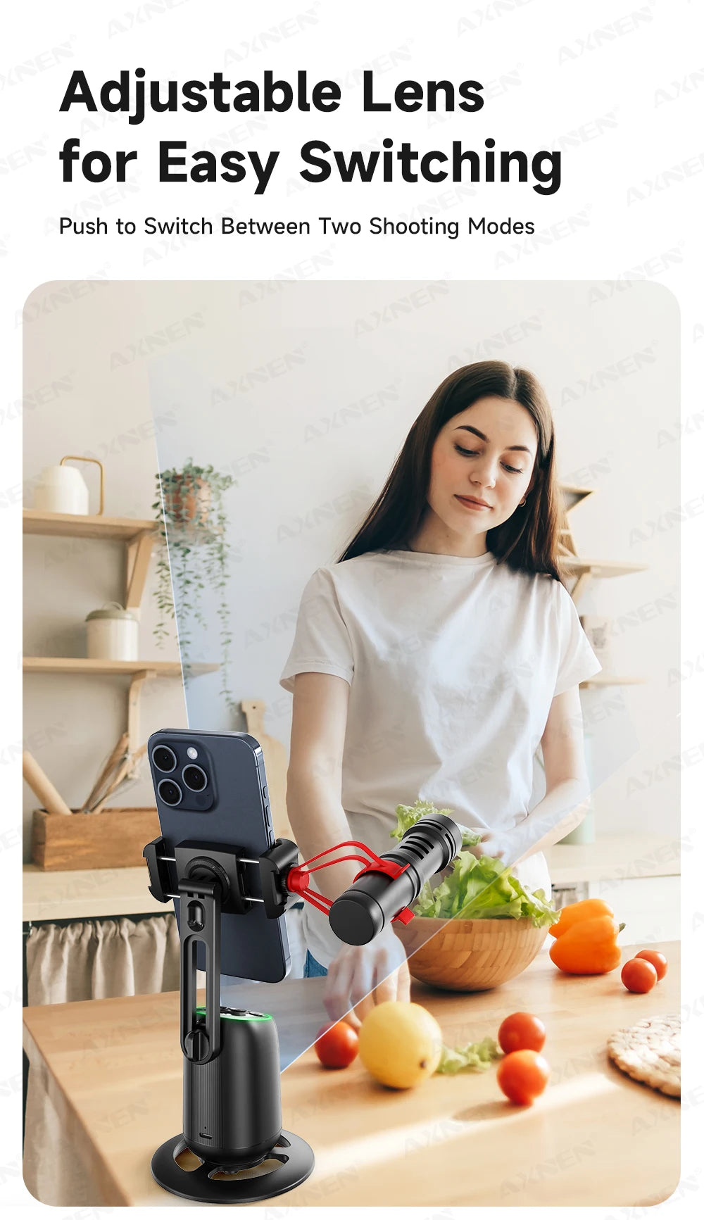 AI Auto-Tracking Phone Gimbal 360° Rotating Face Tracking Stabilizer Portable Desktop Holder for Live Streaming & Photo Shooting