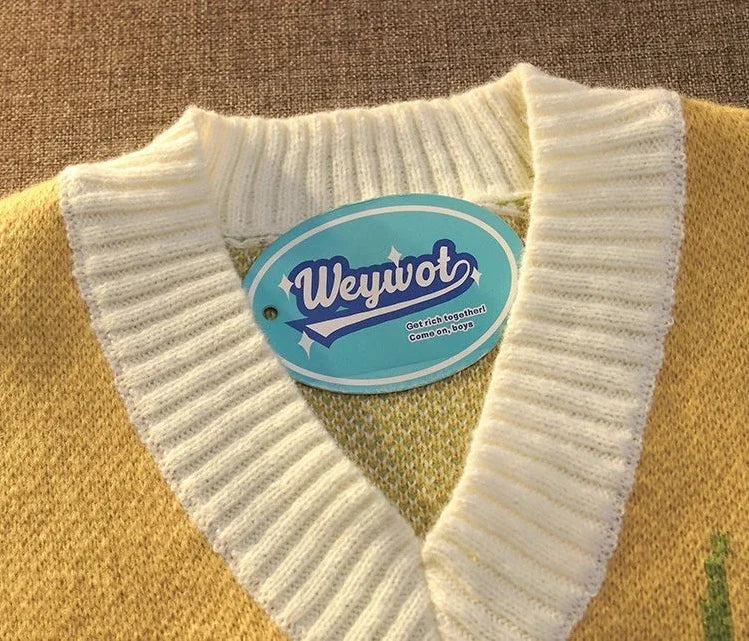 Knitwear Waistcoat Sleeveless Loose Fit Sweater Man Y2k Original Designer Woven Elegant Knit Vests for Men New In Top Aesthetic