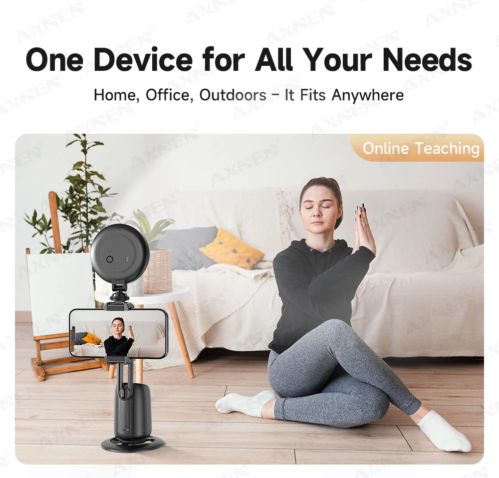AI Auto-Tracking Phone Gimbal 360° Rotating Face Tracking Stabilizer Portable Desktop Holder for Live Streaming & Photo Shooting